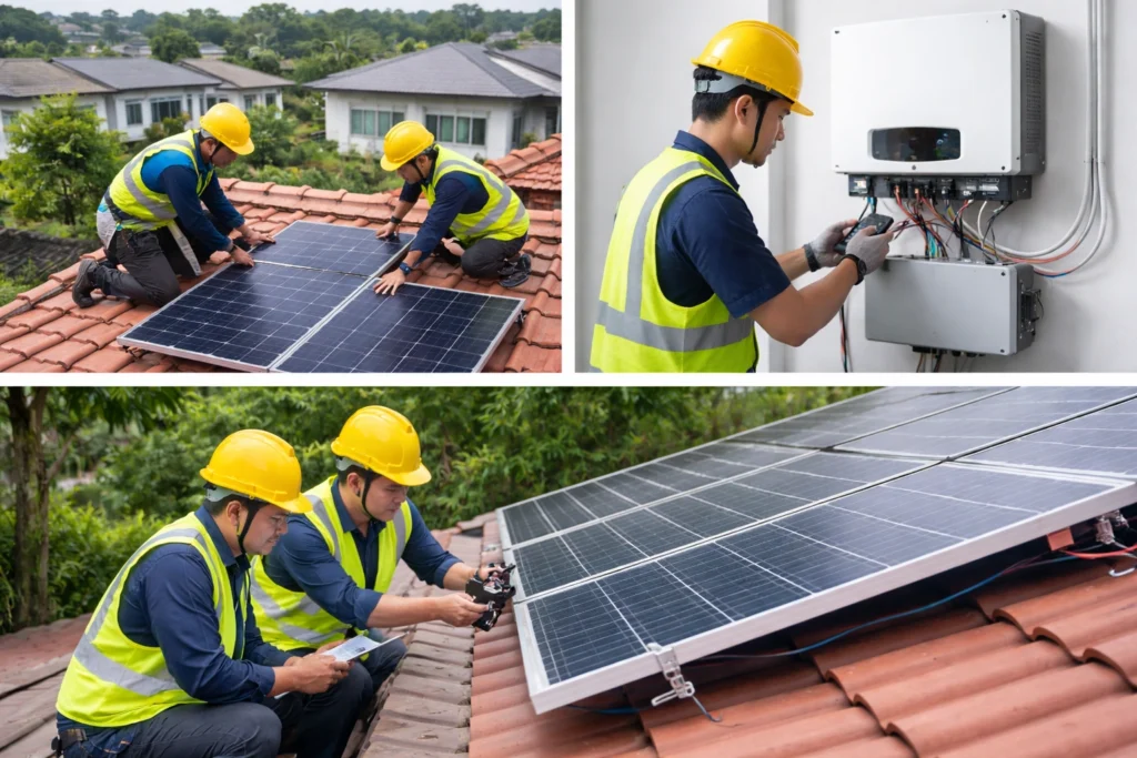 solar panel installation on a home in Malaysia