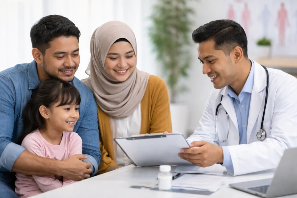 family reviewing medical protection in Malaysia